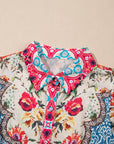 Floral Ruffle Flutter Sleeve Buttoned Mini Dress