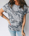 Camo Short Sleeve Round Neck T-Shirt