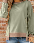 Maelynn Waffle Patchwork Oversize Sweatshirt