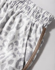 Leopard Contrast Trim Elastic Waist Drawstring Shorts