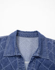 Denim Textured Collared V-Neck Sleeveless Mini Dress