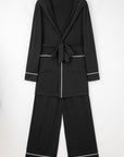 Contrast Trim Hooded Cardigan and Pants Set