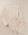 Corded Knit Long Sleeve Top and Shorts Set