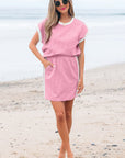 Textured Contrast Trim Crewneck Tee & Pocketed Skirt Set