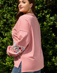 Plus Size Floral Applique Drop Shoulder Sweatshirt
