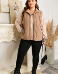 Plus Size Quilted Corduroy Snap Button Vest Jacket