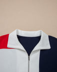 Americana Colorblock Stripe Zip Collar Mini Dress