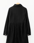 Solid Corduroy Half-Button Collared Mini Dress