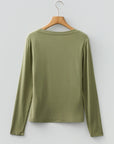Solid Scoop Neck Long Sleeve Top