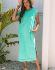 Mineral Wash Pocketed T-shirt Maxi Dress