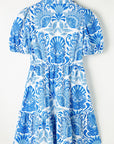 Floral Half-Button Front Collared Ruffle Mini Dress