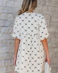 Amber Textured Puff Half Sleeve Loose Mini Dress
