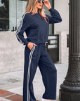 Varsity Stripe Crewneck Pullover & Sweatpants Set