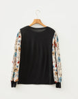 Leopard & Floral Patchwork Puff Sleeve Top