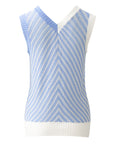 Chevron Contrast V-Neck Sleeveless Sweater Top