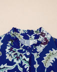 Floral Frilled Collar Puff Sleeve Maxi Dress