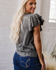 Solid Layered Ruffle Short Sleeve Round Neck Top
