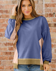 Alaina Waffle Patchwork Oversize Sweatshirt