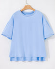 Solid Short Sleeve Hi Low Hem T-Shirt