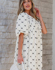 Amber Textured Puff Half Sleeve Loose Mini Dress