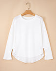Solid Waffle Ribbed Patchwork Dolman Sleeve Oversized Top
