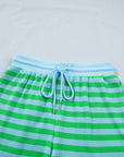 Stripe Puff Sleeve T-Shirt & Drawstring Shorts Set