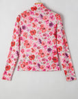 Floral Long Sleeve Slim Fit Mesh Top