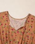 Plus Size Floral V-Neck Ruffle Sleeve Tiered Dress