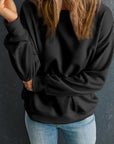 Solid Drop Shoulder Crewneck Pullover Sweatshirt