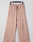 Floral Patch Mineral Wash Terry Knit Pants