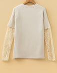 Solid Lace Patchwork Long Sleeve T-Shirt