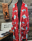 Burgundy Aztec Women's Western Bath Robe