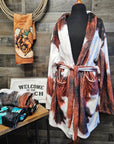 Cowhide Print Women's Western Bath Robe