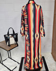 Baha Ranch Colores De Mexico Southwestern Aztec Serape Long Sleeve Shirt Dress Duster