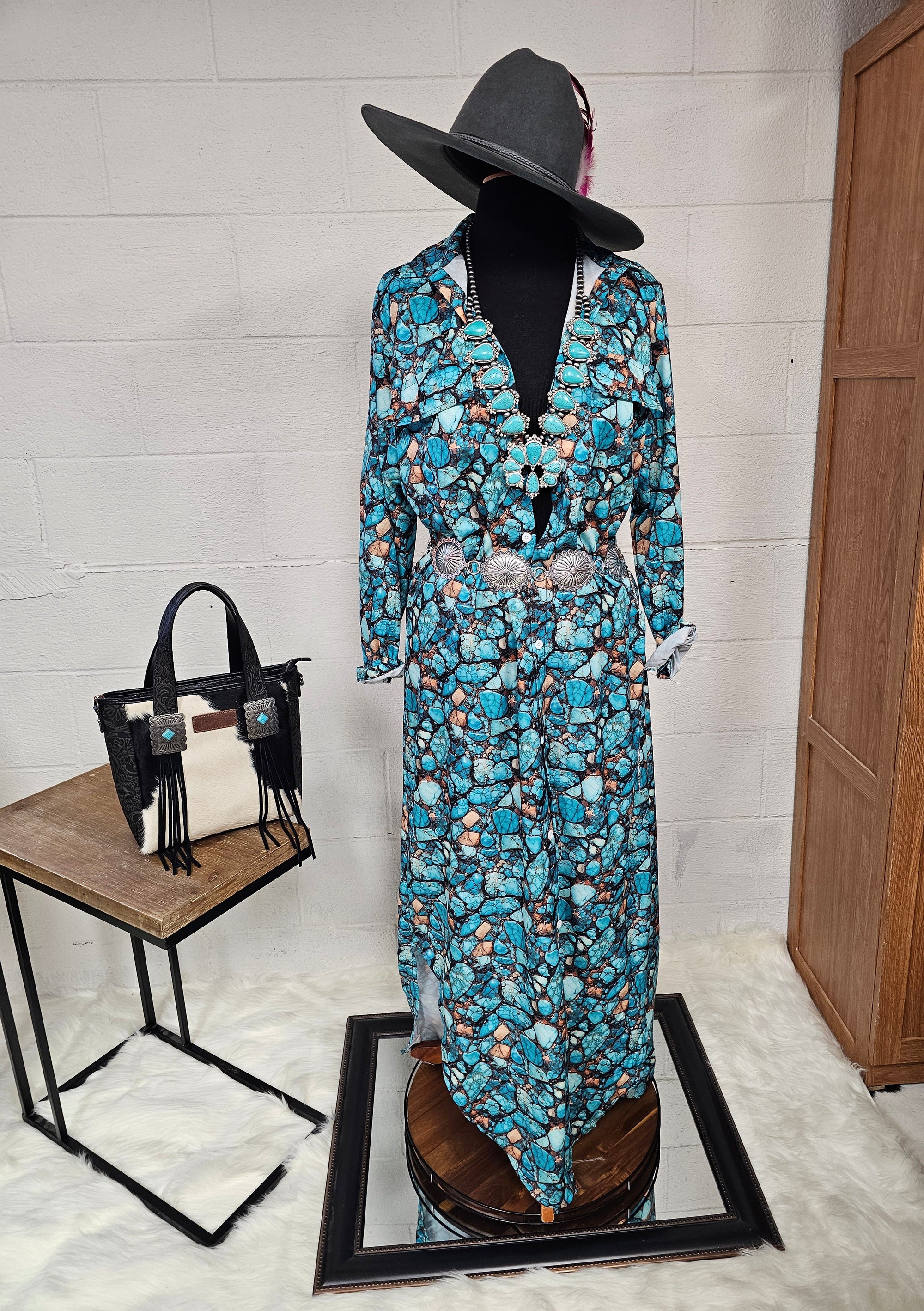 Baha Ranch All Turquoise Long Duster Dress
