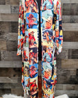 Baha Ranch Cowboy Collage Western Shirt Dress Duster