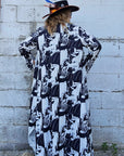 Baha Ranch Black White Cowboy Western Duster Dress