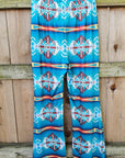 Baha Ranch Teal Aztec Flare Pants