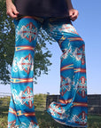 Baha Ranch Teal Aztec Flare Pants