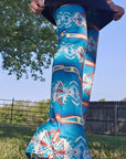 Baha Ranch Teal Aztec Flare Pants