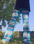 Baha Ranch Teal Aztec Flare Pants