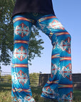 Baha Ranch Teal Aztec Flare Pants