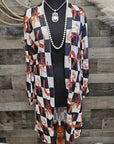 Baha Ranch Checkered Western Lightweight Cardigan