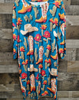 Baha Ranch Boots Cactus Hats Oversized Sleep Shirt