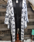 Baha Ranch Cowboy Print Western Satin Kimono Robe