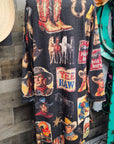 Baha Ranch Vintage Cowboy Collage Western Lightweight Cardigan