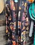 Baha Ranch Vintage Cowboy Collage Western Lightweight Cardigan