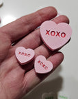Bag of 25 -Boutique 3d Printed Package Inserts  Candy Message Heart Pins or Earrings Made in America