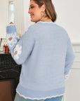 Lucille Fuzzy Flower Scalloped PLUS Sweater
