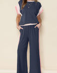 Colorblock Cap Sleeve Tee and Pants Set